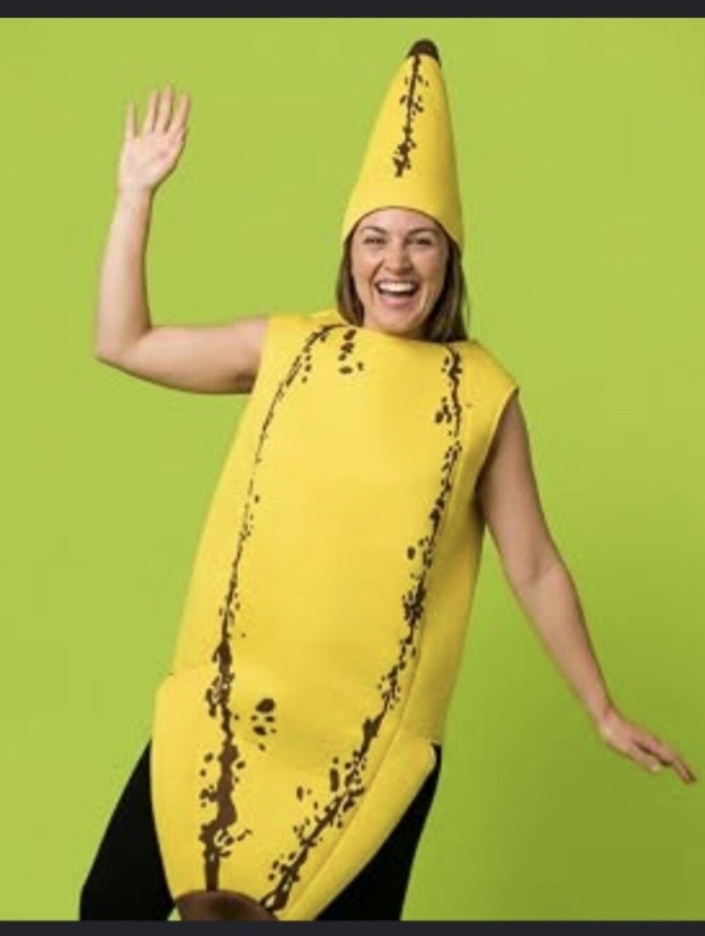 Banana Halloween Costume Yellow Pull On Pointy Hat Novelty Costume New Adult OS
